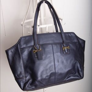 Blue Metallic Leather Coach Purse